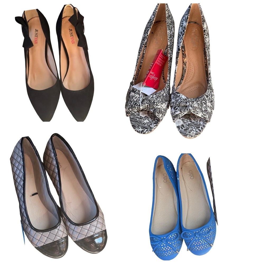 Women's Shoe Bundle Size 10 Flats Heels Dexflex Comfort NWT JustFab Cato Lot